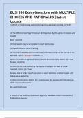 BUSI 330 Exam Questions with MULTIPLE CHOICES AND RATIONALES &vert; Latest Update