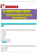California Notary Public Exam &ndash; Questions with Verified Answers &lpar;Passing Score&colon; 94&period;67&percnt;&rpar;