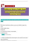 California Notary Public Exam &ndash; Questions with Verified Answers &lpar;Passing Score&colon; 94&period;67&percnt;&rpar;