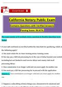 California Notary Public Exam &ndash; Contains Questions with Verified Answers &lpar;Passing Score&colon; 94&period;67&percnt;&rpar;