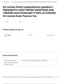214 License EXAM comprehensive questions &vert; FREQUENTLY MOST TESTED QUESTIONS AND VERIFIED SOLUTIONS&sol;GET IT 100&percnt; ACCURATE&excl;&excl; 214 License Exam Pearson Vue