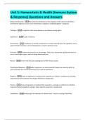 Unit 5&colon; Homeostasis & Health &lpar;Immune System  & Response&rpar; Questions and Answers 