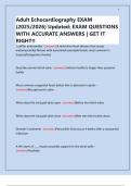 Adult Echocardiography EXAM &lpar;2025&sol;2026&rpar; Updated&colon; EXAM QUESTIONS WITH ACCURATE ANSWERS &vert; GET IT RIGHT&excl;&excl;