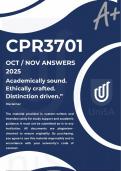 CPR3701 OCT &sol; NOV 2025 &ast;EXAM ANSWERS &ast; DUE DATE 15 OCTOBER 2025