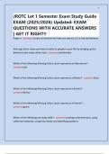 JROTC Let 1 Semester Exam Study Guide EXAM &lpar;2025&sol;2026&rpar; Updated&colon; EXAM QUESTIONS WITH ACCURATE ANSWERS &vert; GET IT RIGHT&excl;&excl;