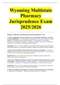 Wyoming Multistate Pharmacy Jurisprudence Exam 2025&sol;2026
