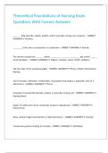 Theoretical Foundations of Nursing Exam Questions With Correct Answers 