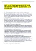 PMT 0140 TEAM MANAGEMENT AND LEADERSHIP EXAM QUESTIONS AND ANSWERS 