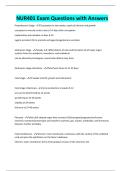 NUR401 Exam Questions with Answers