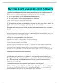 NUR401 Exam Questions with Answers