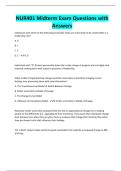 NUR401 Midterm Exam Questions with Answers