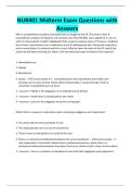 NUR401 Midterm Exam Questions with Answers 