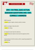 UNV- 104 FINAL QUIZ ACTUAL 2025&sol;2026 QUESTIONS AND 100&percnt; CORRECT ANSWERS