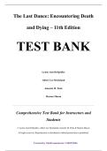 Test Bank &mdash; The Last Dance&colon; Encountering Death and Dying&comma; 11th Edition &mdash; Lynne Ann DeSpelder & Albert Lee Strickland