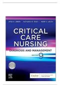 Test Bank for Critical Care Nursing&colon; Diagnosis and Management 9th Edition By Linda D&period; Urden&semi; Kathleen M&period; Stacy&semi; Mary E&period; Lough Chapter 1-41 Complete Guide A&plus;