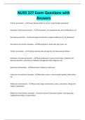 NURS 327 Exam Questions with Answers