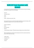 NURS 327 Exam Questions with Answers