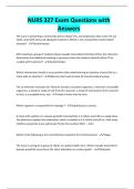 NURS 327 Exam Questions with Answers