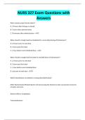 NURS 327 Exam Questions with Answers