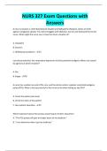 NURS 327 Exam Questions with Answers