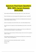 Spectrum Final Exam Questions With 100&percnt; Correct Answers 2025&sol;2026