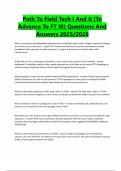 Path To Field Tech I And II &lpar;To Advance To FT III&rpar; Questions And Answers 2025&sol;2026