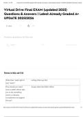 Virtual Drive Final EXAM &lpar;updated 2025&rpar; Questions & Answers &vert; Latest Already Graded A&plus; UPDATE 2025&vert;2026
