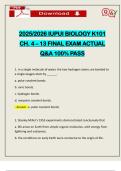 2025&sol;2026 IUPUI BIOLOGY K101 CH&period; 4 &ndash; 13 FINAL EXAM ACTUAL Q&A 100&percnt; PASS
