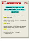 2025&sol;2026 BIOLOGY 101 LAB MIDTERM REVIEW ACTUAL Q&A 100&percnt; PASS