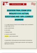 2025&sol;2026 FINAL EXAM IUPUI BIOLOGY K101 ACTUAL QUESTIONS AND 100&percnt; CORRECT ANSWERS