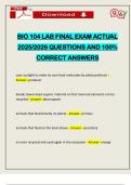 BIO 104 LAB FINAL EXAM ACTUAL 2025&sol;2026 QUESTIONS AND 100&percnt; CORRECT ANSWERS