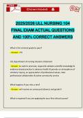 2025&sol;2026 ULL NURSING 104 FINAL EXAM ACTUAL QUESTIONS AND 100&percnt; CORRECT ANSWERS