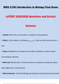 WGU C190 Introduction to Biology Final Exam  LATEST 2025&sol;2026 Questions and Correct Answers