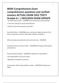 MSW Comprehensive Exam comprehensive questions and verified answers ACTUAL EXAM 2025 TEST&excl;&excl; Graded A&plus; &vert; 2025&vert;2026 EXAM UPDATE