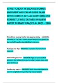 ATHLETIC BODY IN BALANCE COURSE OVERVIEW AND EXAM GUIDE EXAM WITH CORRECT ACTUAL QUESTIONS AND CORRECTLY WELL DEFINED ANSWERS LATEST ALREADY GRADED A&plus; 2025 &ndash; 2026