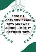 ENG1514 OCT&sol;NOV EXAM 2025 &lpar;Answer Guide&rpar; &ndash; Due 17 October 2025
