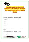 Intuit Bookkeeping Professional Certificate Exam &vert; 2025&sol;2026 &vert; 150&plus; Q&A &vert; Accounting Cycle&comma; Financial Reports&comma; Adjustments&comma; Payroll &vert; Business & Finance