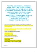VIRGINIA COMMERCIAL PESTICIDE  APPLICATOR CORE EXAM &sol; VIRGINIA  COMMERCIAL PESTICIDE APPLICATOR  CORE EXAM PREPARATION 2025&sol;2026 WITH  ACTUAL CORRECT QUESTIONS AND  VERIFIED DETAILED ANSWERS  &vert;FREQUENTLY TESTED QUESTIONS AND  SOLUTIONS&vert;ALREADY GRADED  A&plus;&vert;