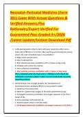 Neonatal&ndash;Perinatal Medicine &lpar;Form 301&rpar; Exam With Actual Questions & Verified Answers&comma;Plus Rationales&sol;Expert Verified For Guaranteed Pass Graded A&plus;&sol;2026 &sol;Latest Update&sol;Instant Download Pdf