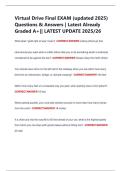 Virtual Drive Final EXAM &lpar;updated 2025&rpar;  Questions & Answers &vert; Latest Already  Graded A&plus;&vert;&vert; LATEST UPDATE 2025&sol;26 