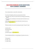 AAA Food Handler Exam &ndash; Complete Questions and Correct Answers