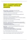 EDUC 210 EXAM QUESTIONS WITH CORRECT DETAILED ANSWERS 