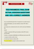 TEEX PARAMEDIC FINAL EXAM ACTUAL 2025&sol;2026 QUESTIONS AND 100&percnt; CORRECT ANSWERS
