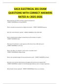 SACA ELECTRICAL 201 EXAM QUESTIONS WITH CORRECT ANSWERS RATED A&plus; 2025-2026