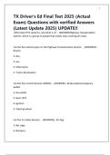 TX Driver's Ed Final Test 2025 &lpar;Actual Exam&rpar; Questions with verified Answers &lpar;Latest Update 2025&rpar; UPDATE&excl;&excl;