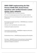 RIMS CRMP-Implementing the Risk Process EXAM 2025 &lpar;Actual Exam&rpar; Questions with verified Answers &lpar;Latest Update 2025&rpar; UPDATE&excl;&excl;