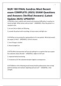 NUR 180 FINAL hondros Most Recent exam COMPLETE &lpar;2025&rpar; EXAM Questions and Answers &lpar;Verified Answers&rpar; &lpar;Latest Update 2025&rpar; UPDATE&excl;&excl;