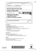 Pearson Edexcel Level 3 GCE Religious Studies Advanced Subsidiary Paper reference 8RS0&sol;01 PAPER 1&colon; Philosophy of Religion June 2025