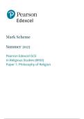 Pearson Edexcel GCE In Religious Studies &lpar;8RSO&rpar; Paper 1&colon; Philosophy of Religion Marking Scheme June 2025