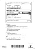 Pearson Edexcel Level 3 GCE Religious Studies Advanced Subsidiary Paper reference 8RS0&sol;03 PAPER 3&colon; New Testament Studies June 2025